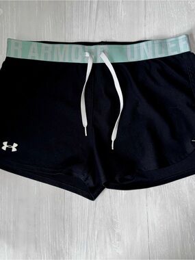 Under Armour Black Athletic Shorts with Mint Elastic Waistband